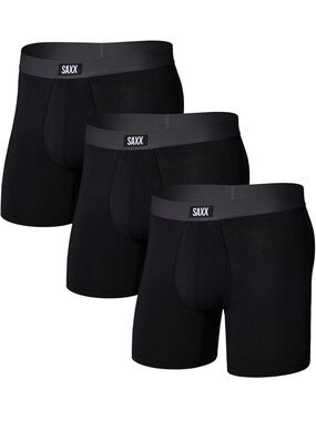 SAXX Underwear Co. Men's Core Cotton Boxer Brief with Fly, Pouch, 3-Pack Large